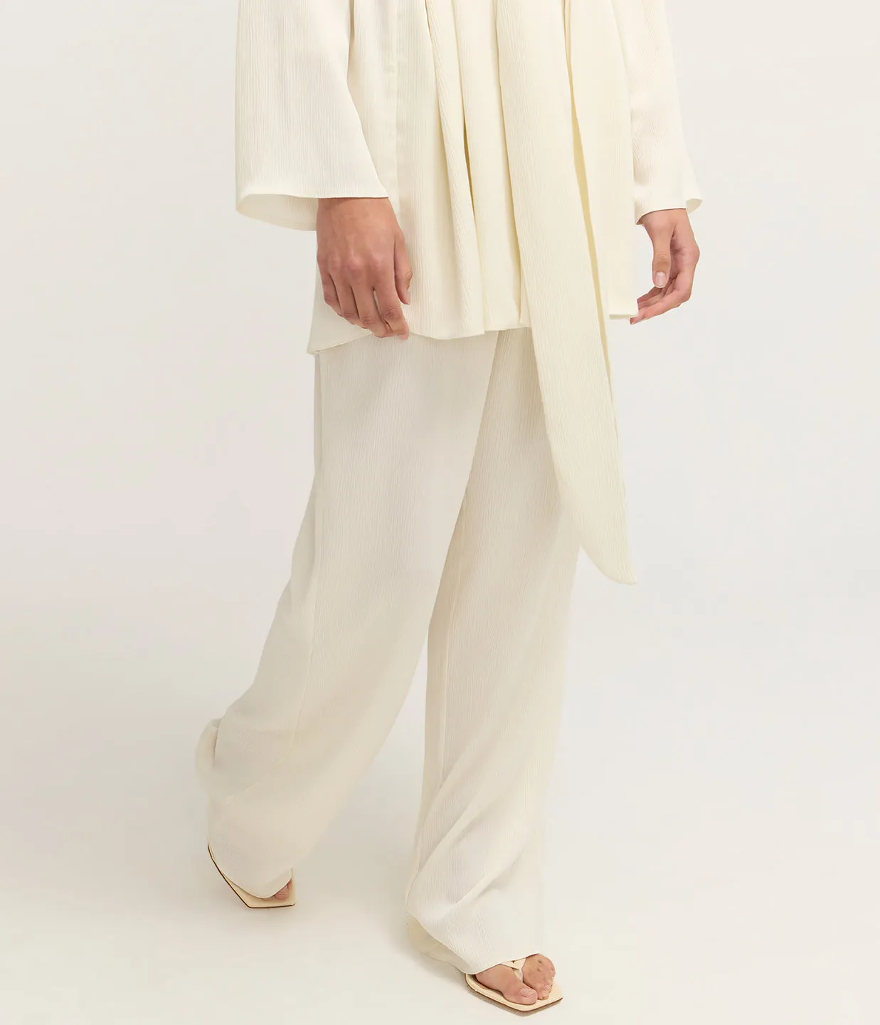 Giulia Pleated Pants in Ivory