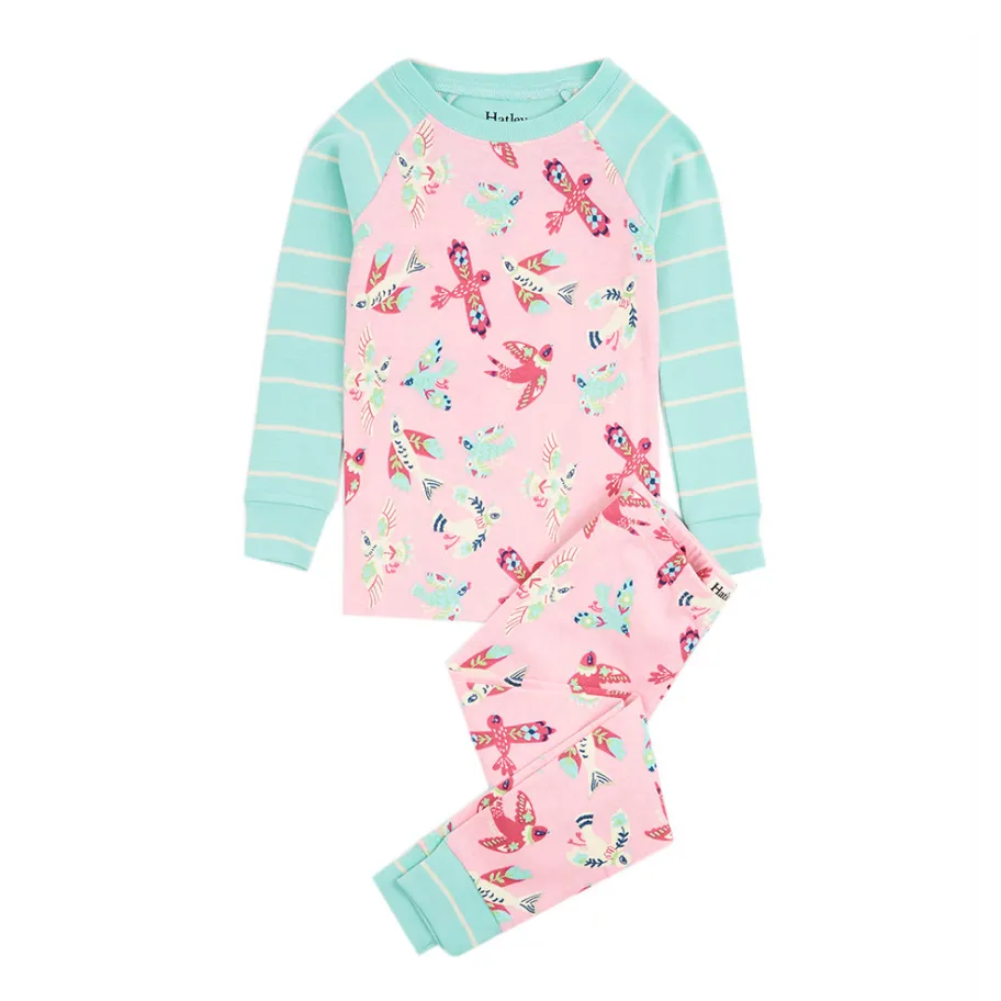 HATLEY Soaring Birdies Organic Cotton Raglan Pajama Set