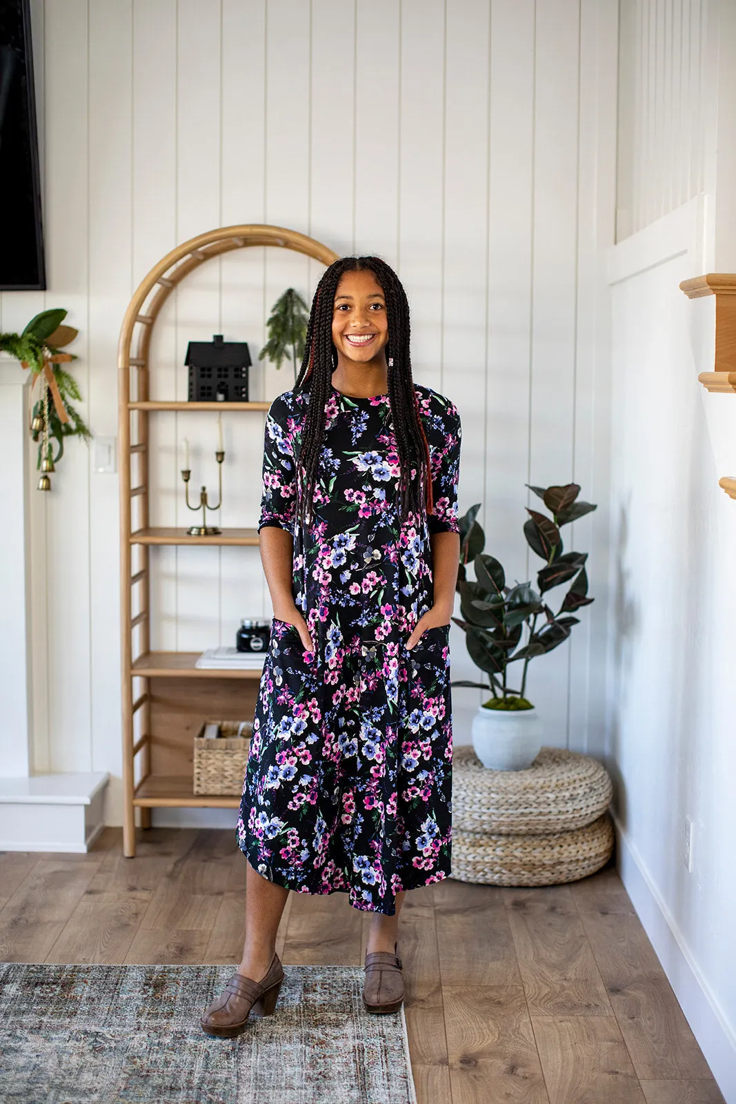 Jessi Dress Black Pastel Floral
