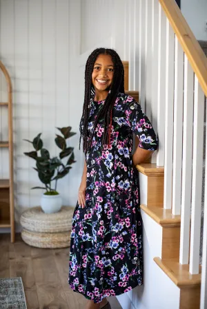 Jessi Dress Black Pastel Floral