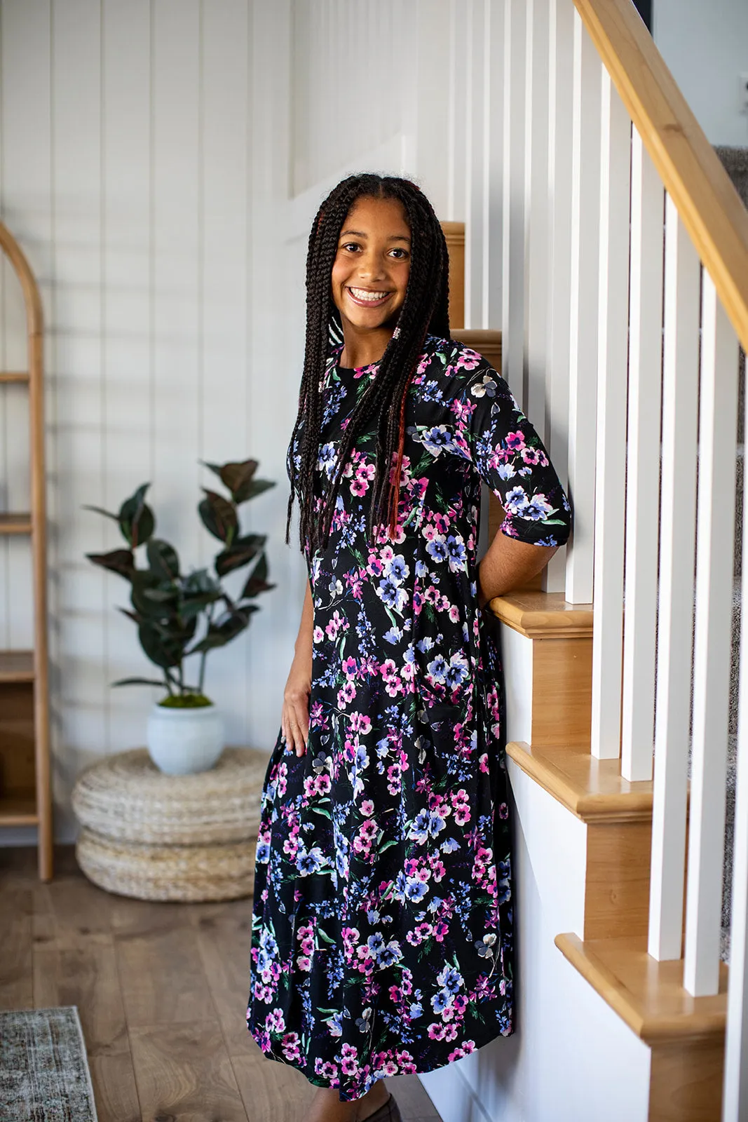 Jessi Dress Black Pastel Floral