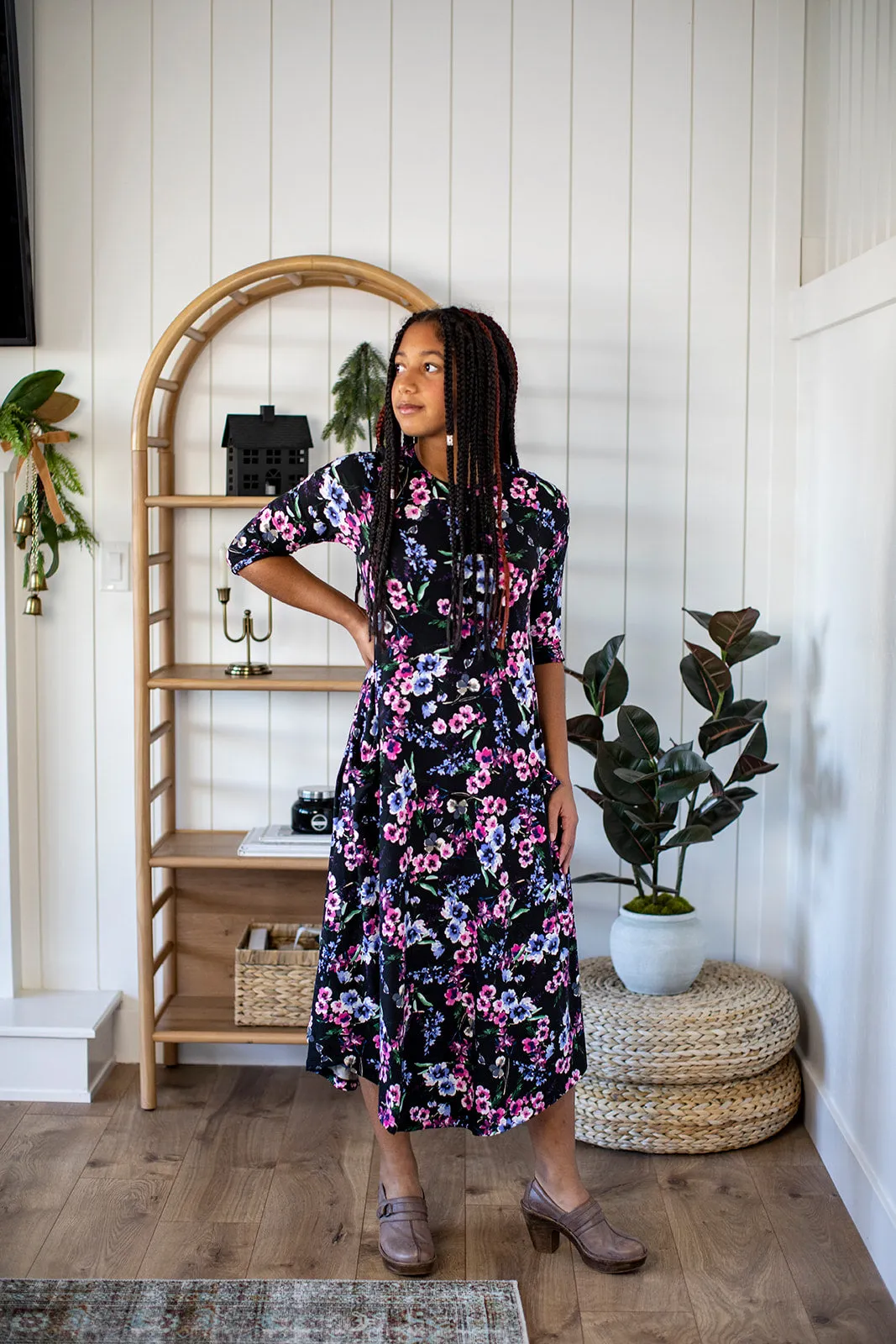 Jessi Dress Black Pastel Floral