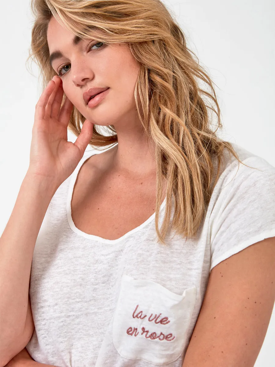 LA VIE EN ROSE LINEN TEE
