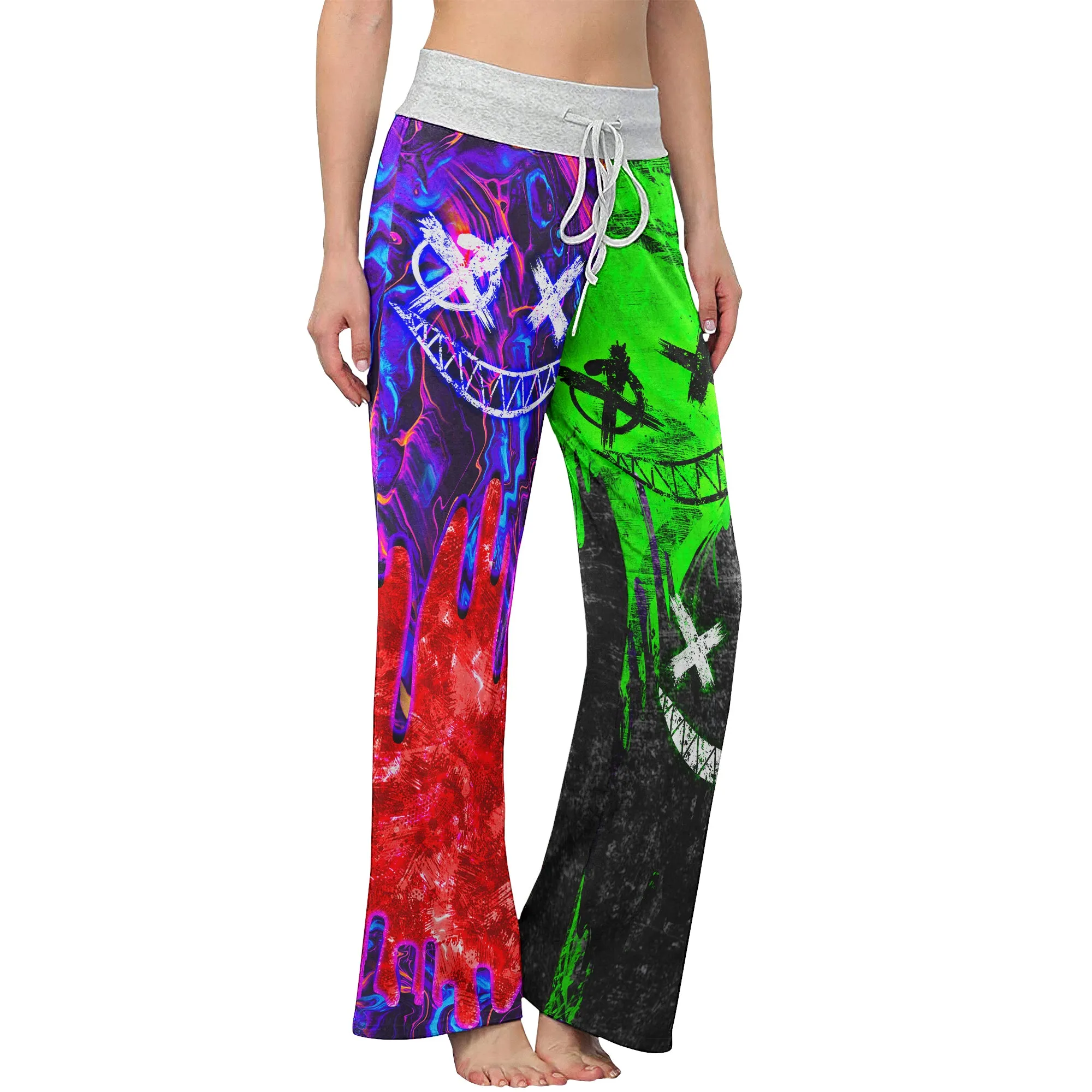 Liquid Color Abstract Women's High-waisted Wide Leg Pants