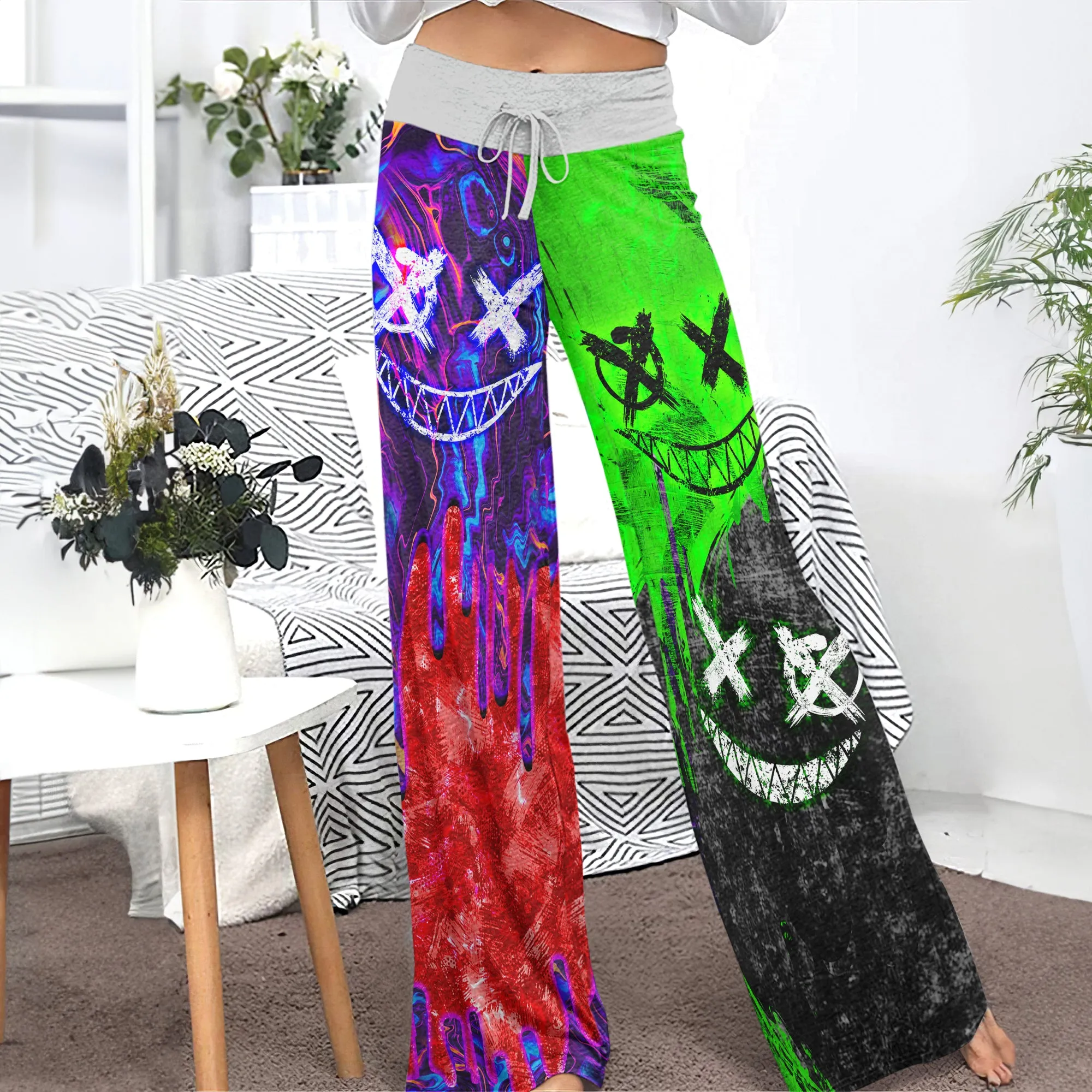 Liquid Color Abstract Women's High-waisted Wide Leg Pants