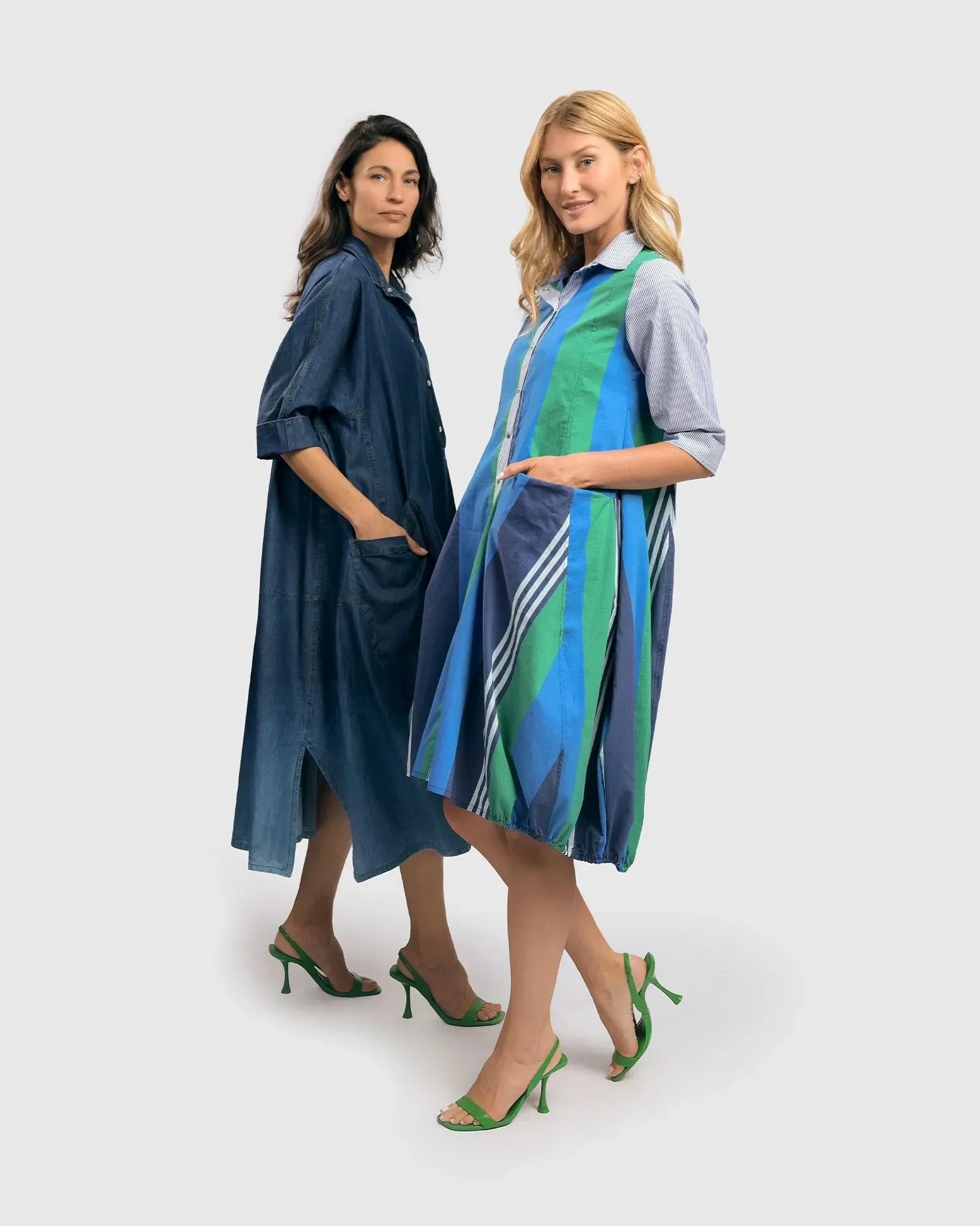 Luz Ombré Trapeze Maxi Dress, Denim