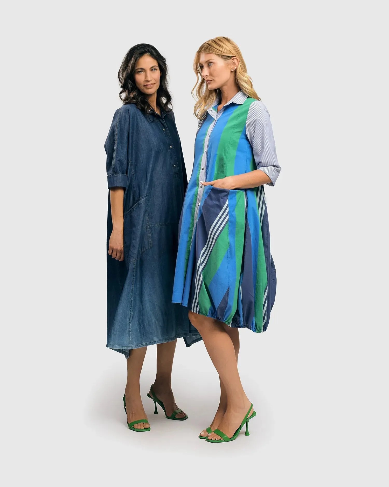 Luz Ombré Trapeze Maxi Dress, Denim