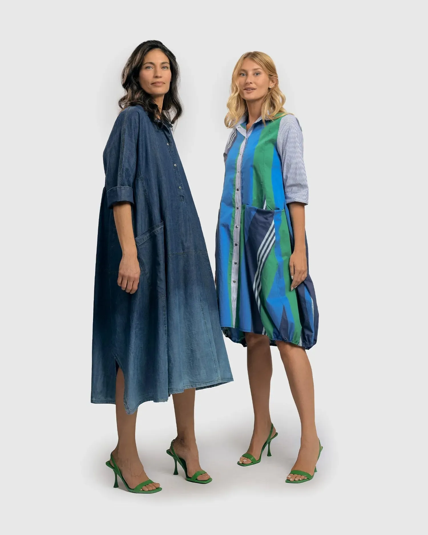 Luz Ombré Trapeze Maxi Dress, Denim
