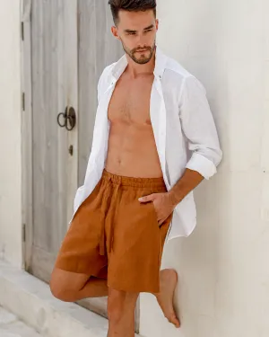 Men's linen shorts STOWE in Cinnamon
