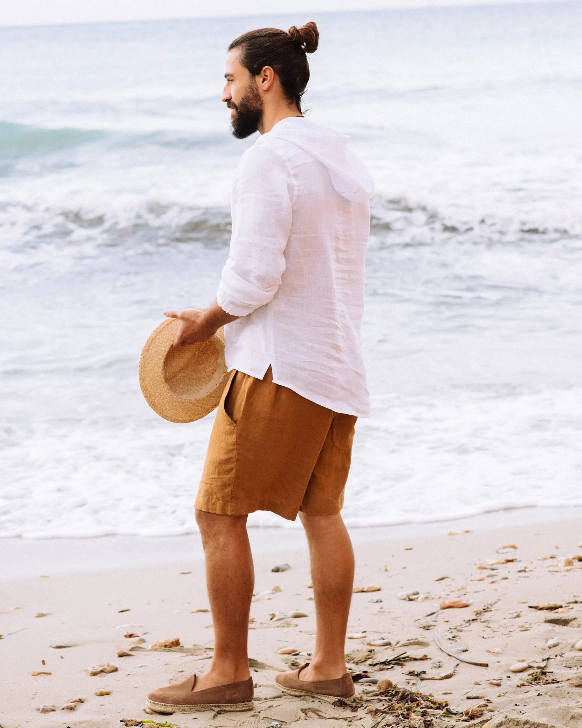 Men's linen shorts STOWE in Cinnamon