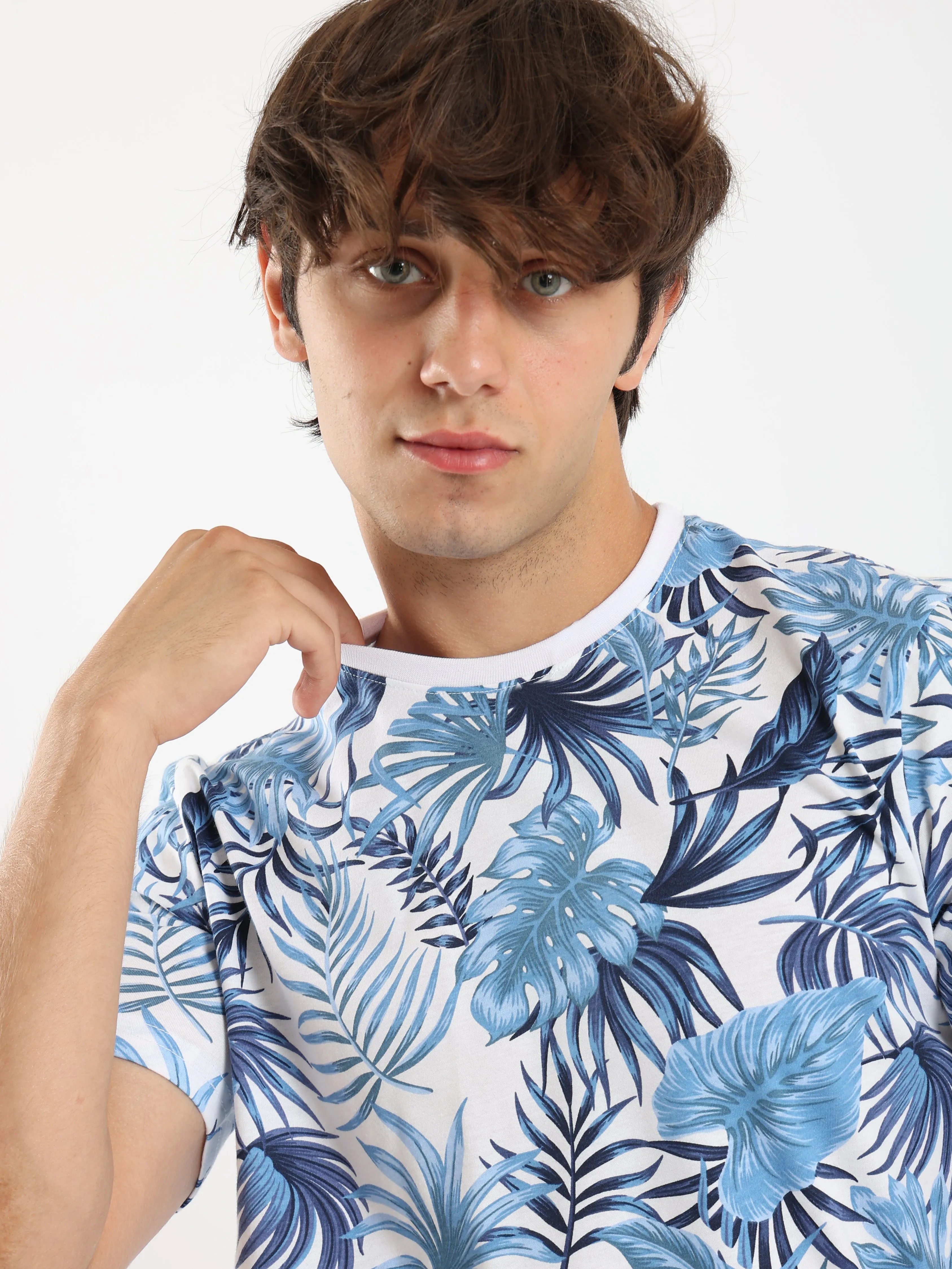 Men's Pajama Set With Printed Tee & Pants