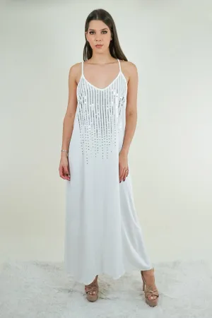 Paradise Sequin White Maxi Dress