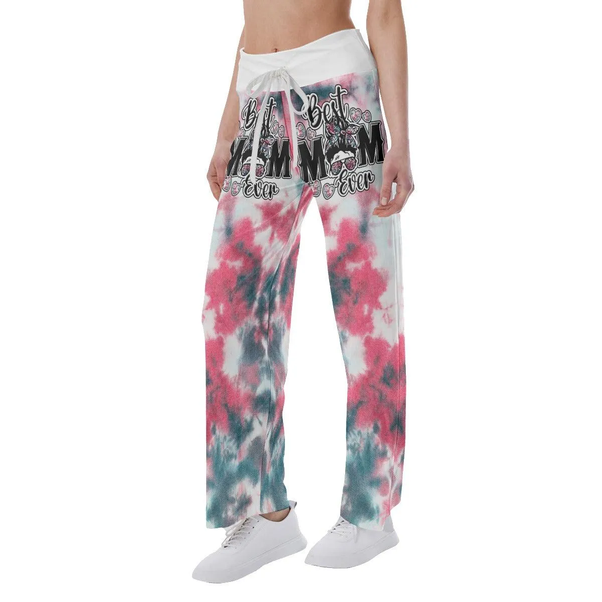 Pink Green Skull High-waisted Wide Leg Pants