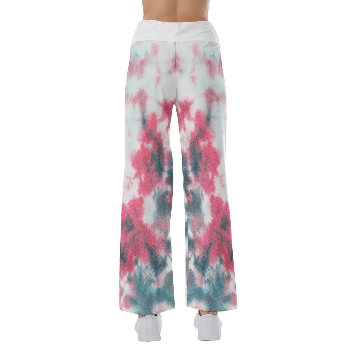 Pink Green Skull High-waisted Wide Leg Pants