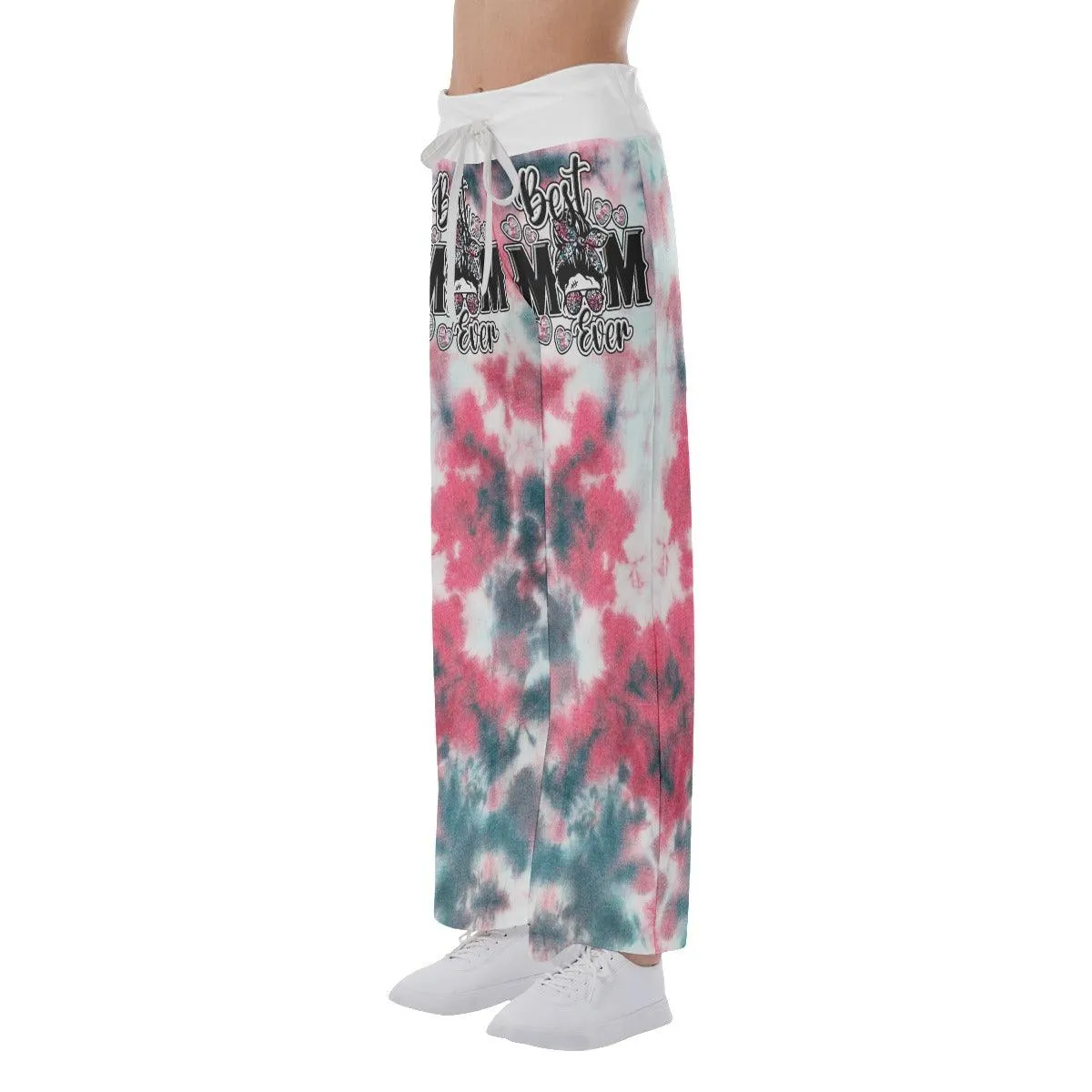 Pink Green Skull High-waisted Wide Leg Pants
