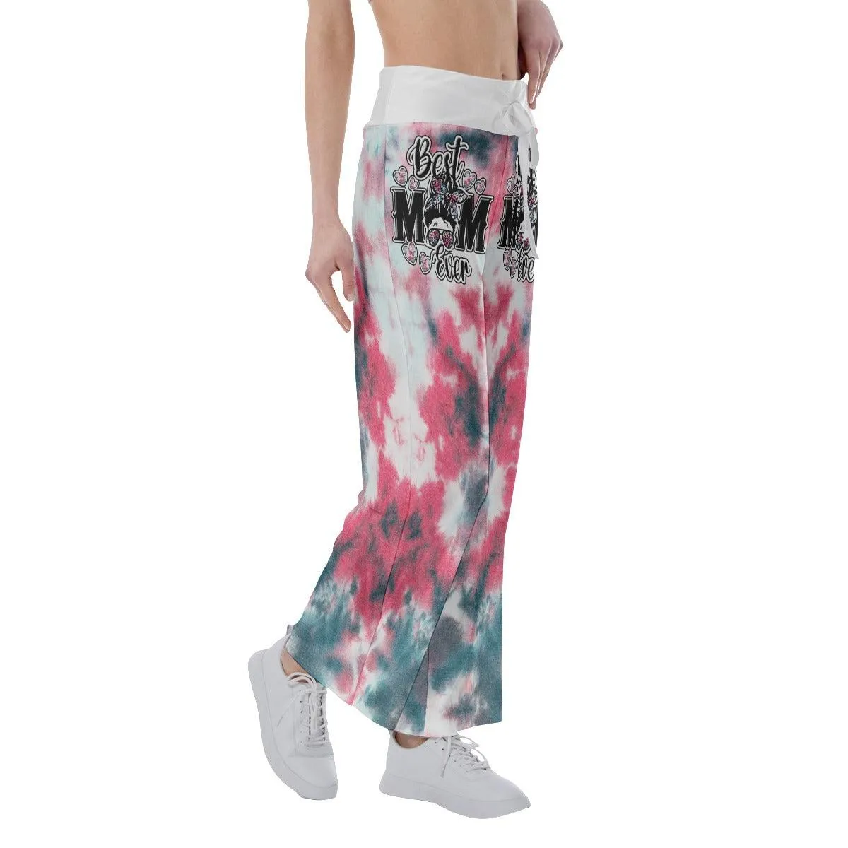 Pink Green Skull High-waisted Wide Leg Pants
