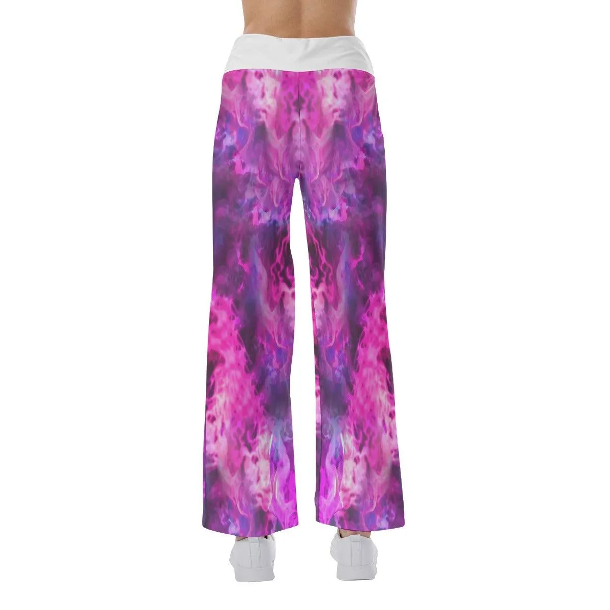 Pink Smoke Skull High-waisted Wide Leg Pants