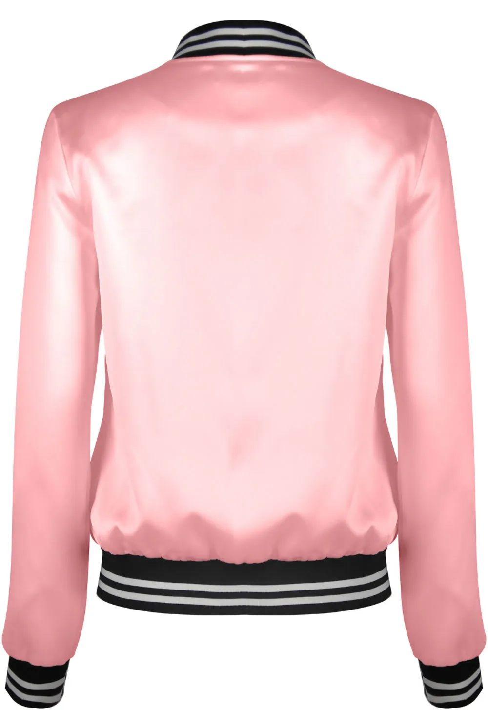 Pink Stripe Collar Bomber Jacket