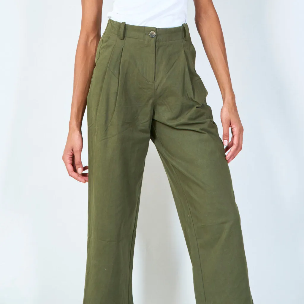 Pleated cropped trousers with belt loops wholesale