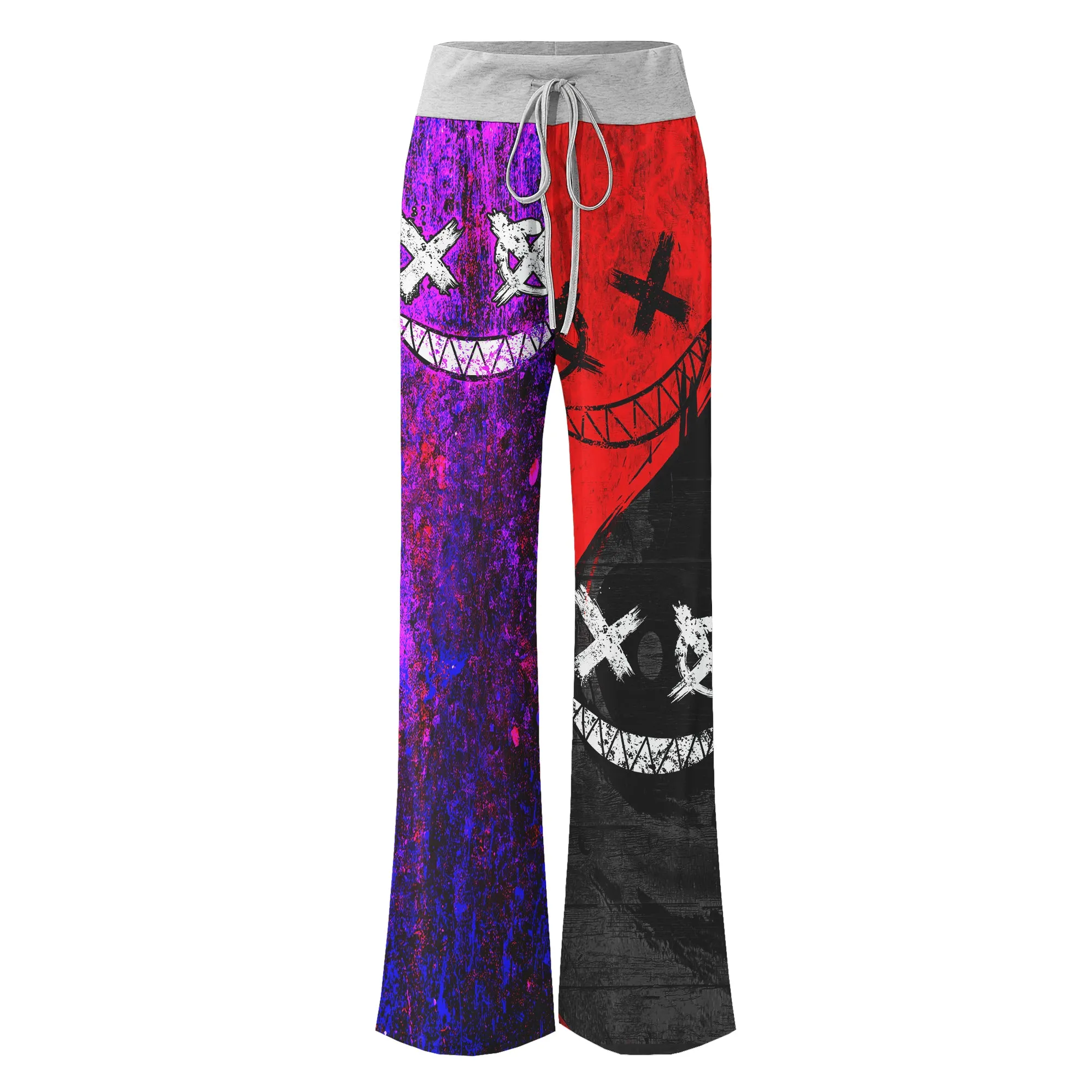Purple Red Emo Smile Women's High-waisted Wide Leg Pants