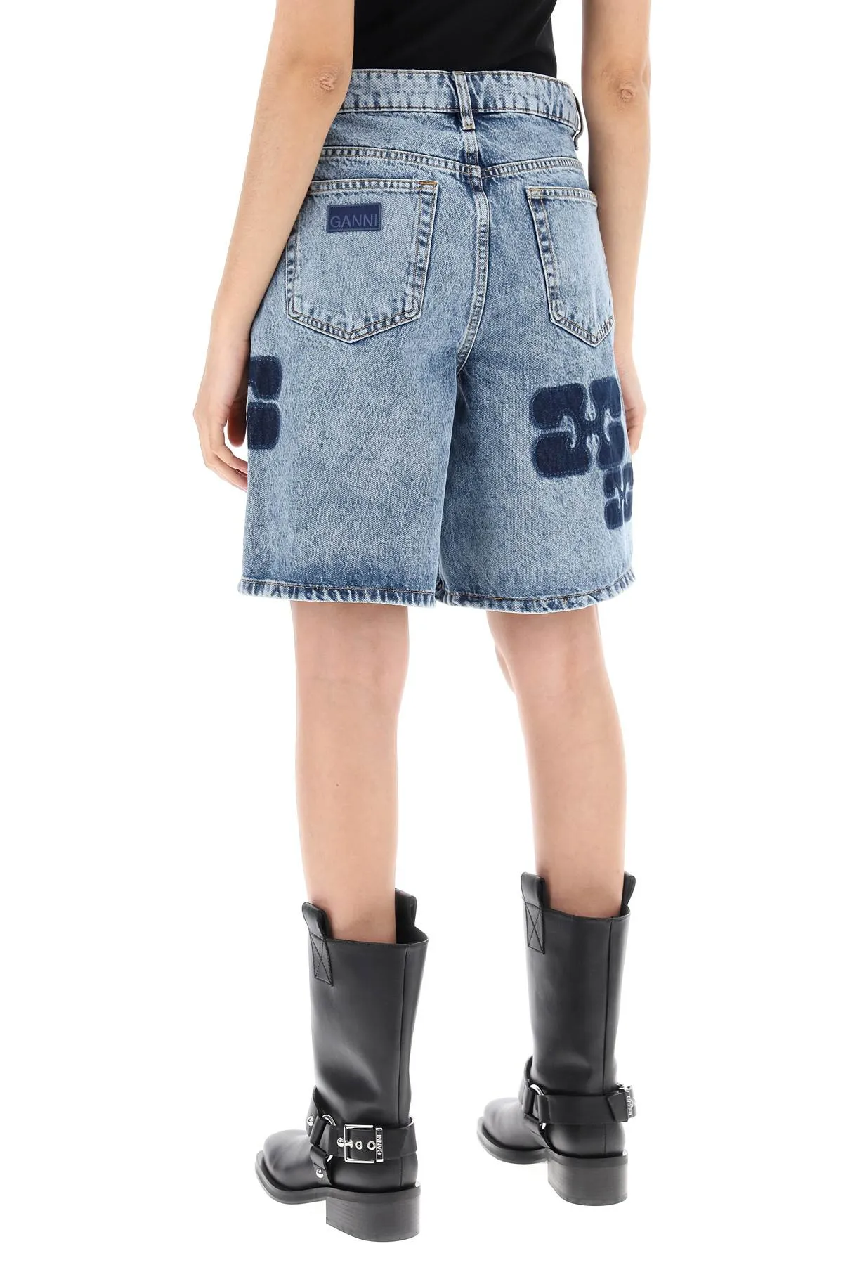 "denim Logo Printed Bermuda (Size - 27)