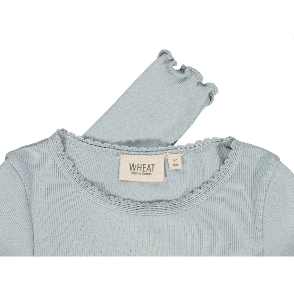 Rib T-Shirt Lace LS - dusty dove