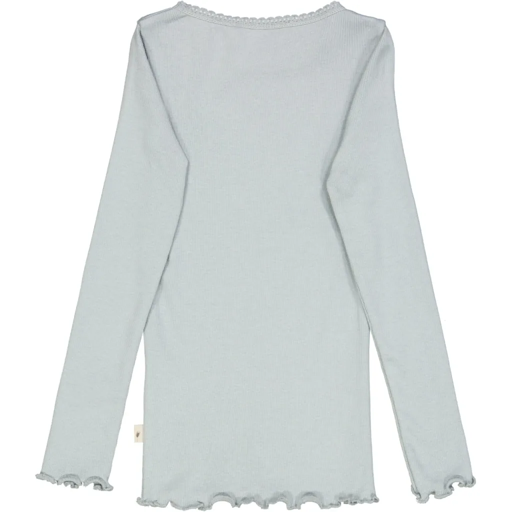 Rib T-Shirt Lace LS - dusty dove