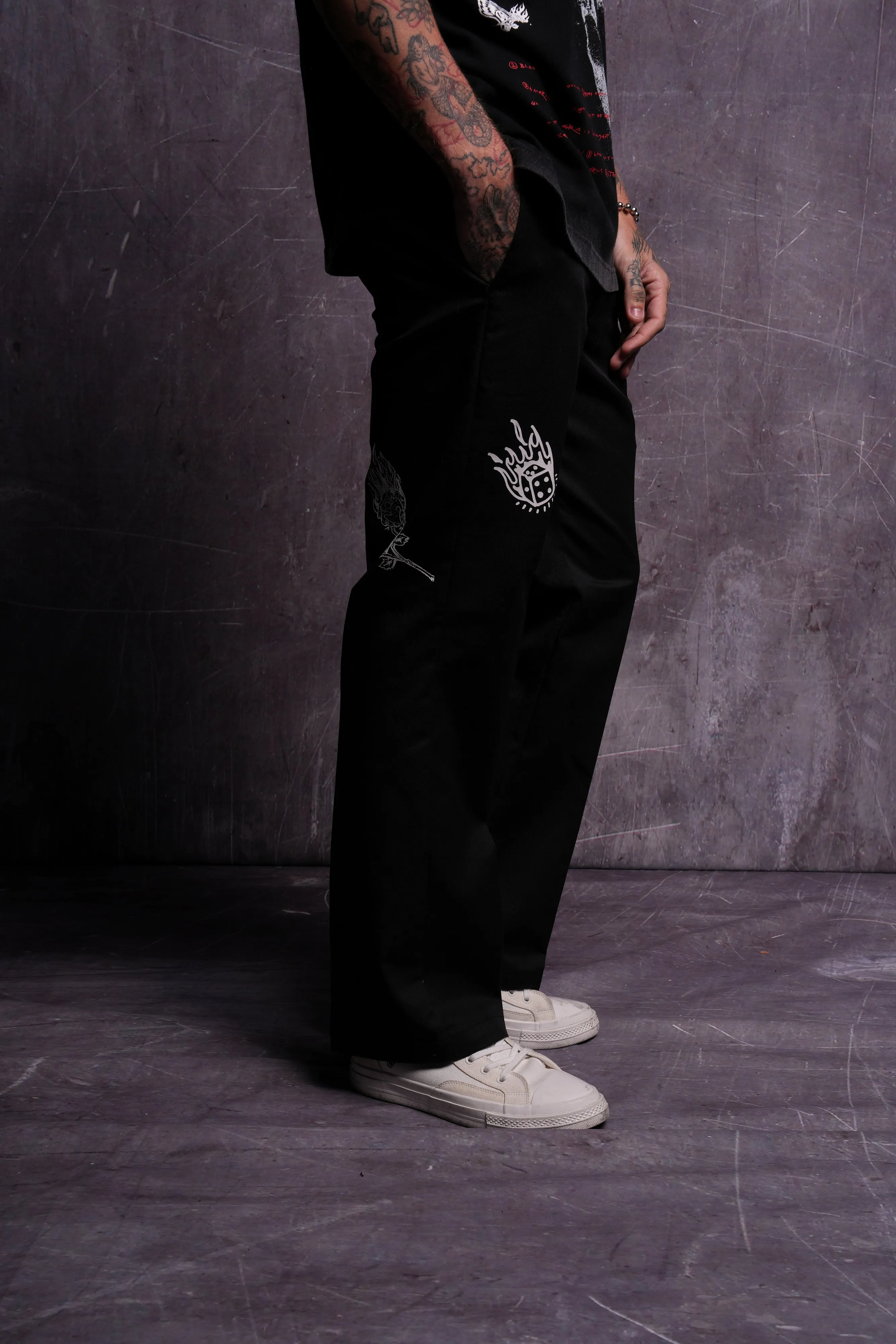 Roses While We're Here Rickies Pants in Black