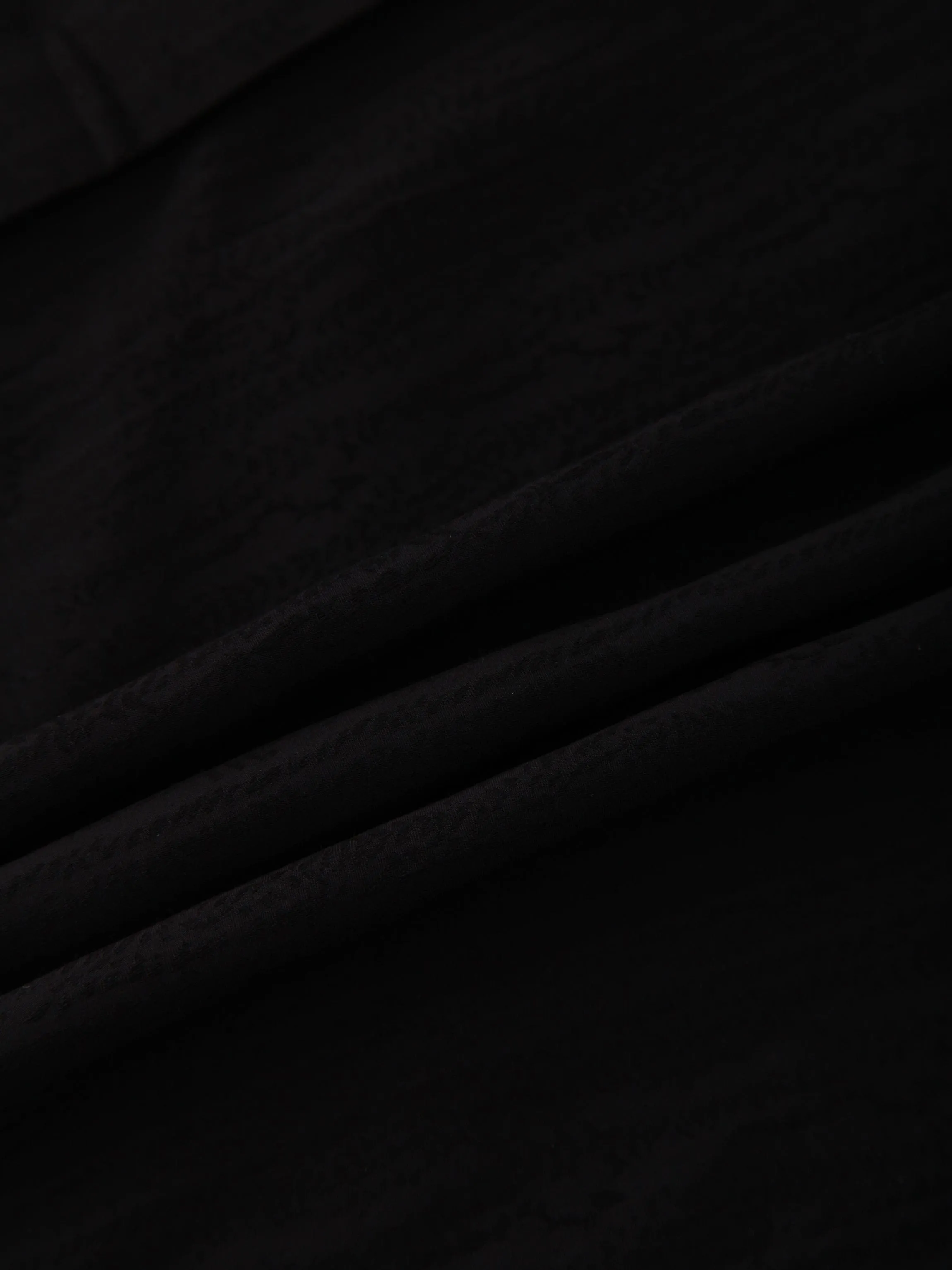 Silk Patterned A-line Shirtdress-Black