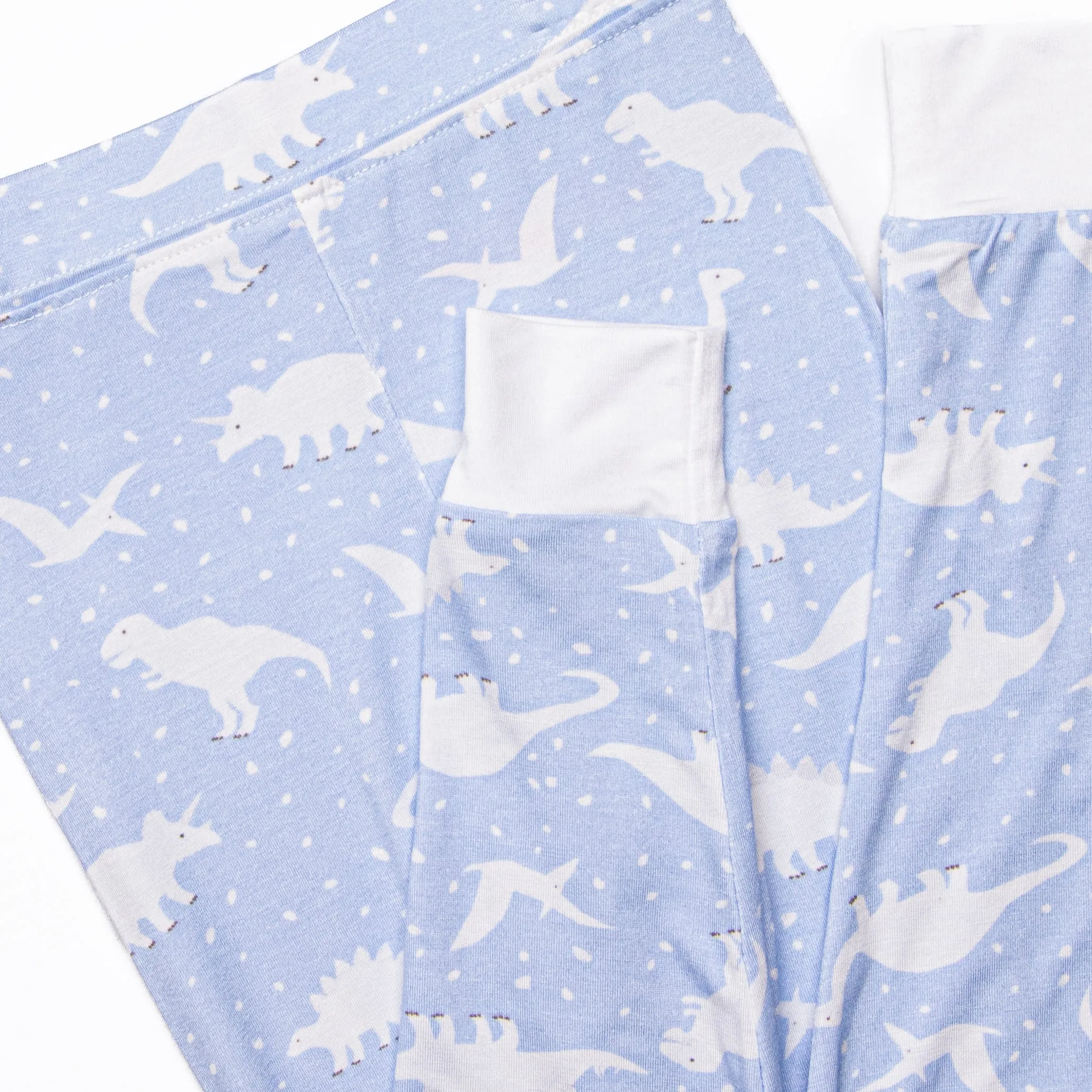 Sleepy Saurus Bamboo Pajama Set, Blue