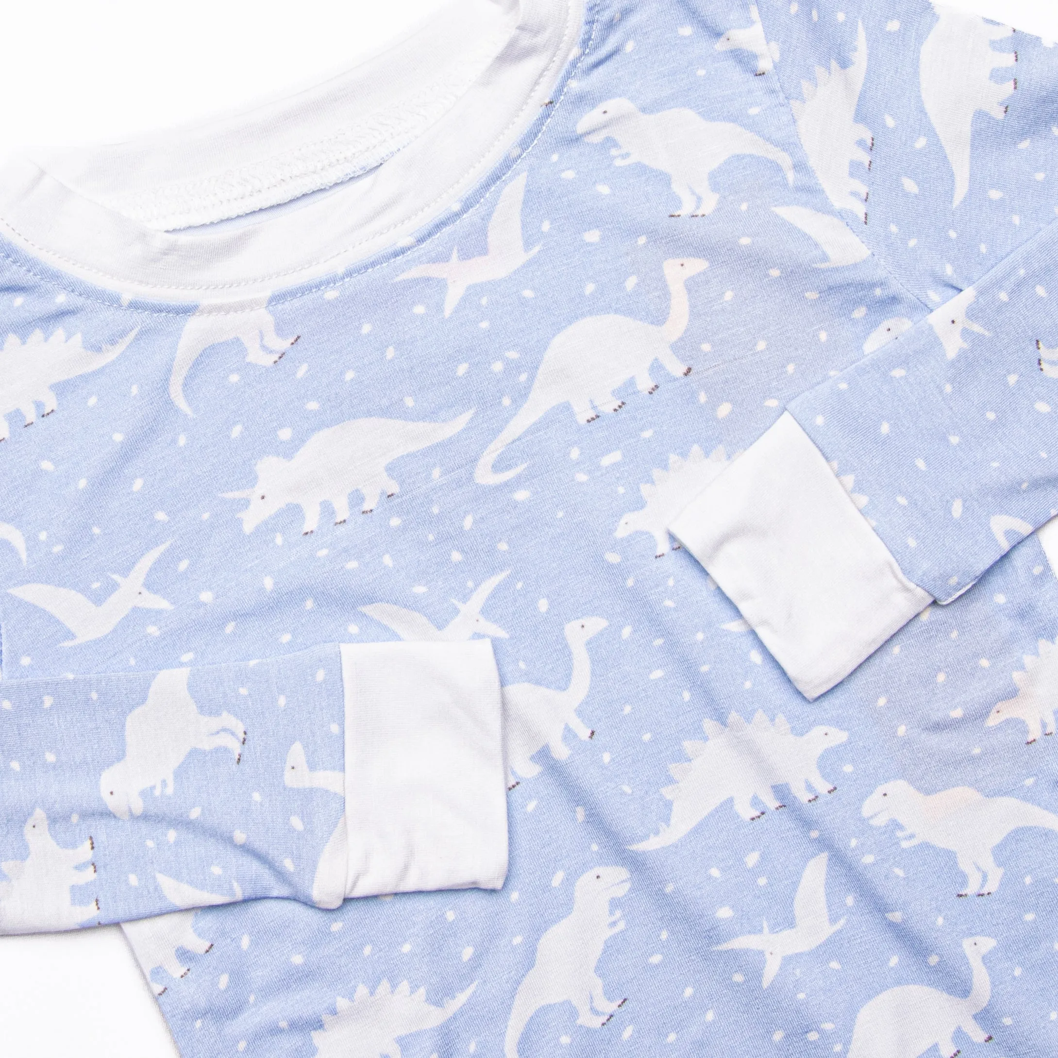 Sleepy Saurus Bamboo Pajama Set, Blue