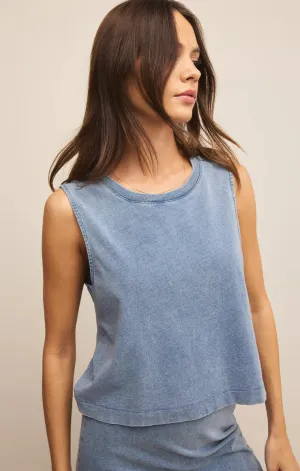 Sloane Jersey Denim Muscle Tank