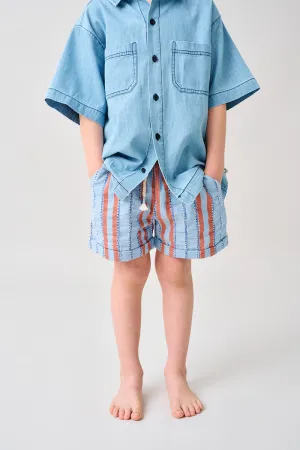 Striped denim Bermuda shorts