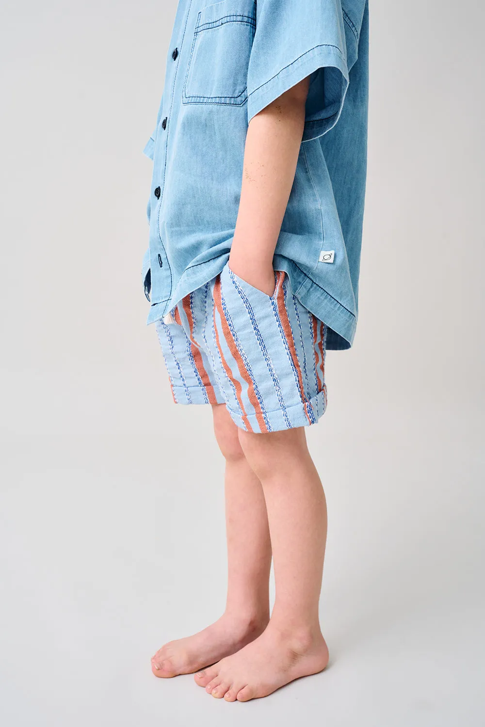Striped denim Bermuda shorts