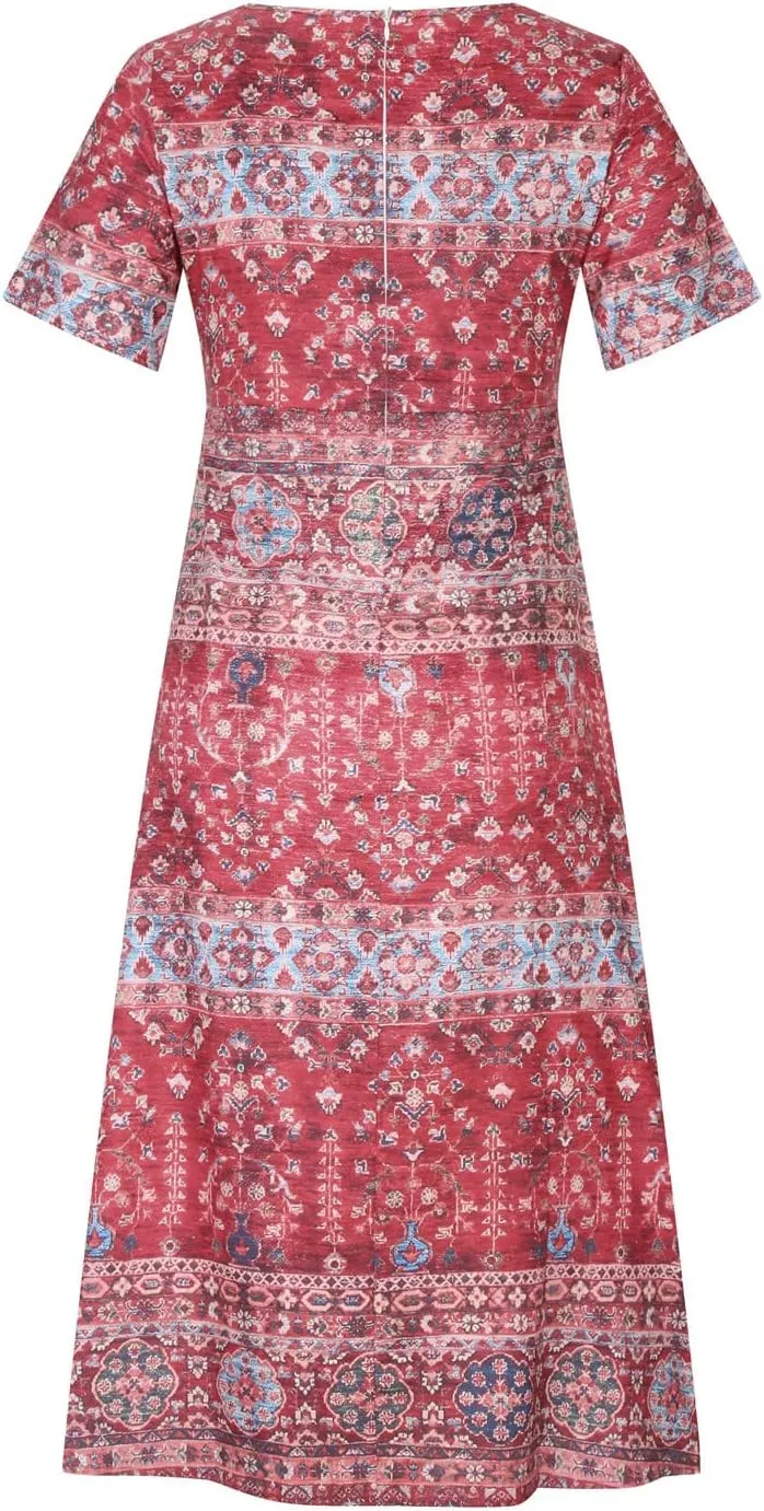 Tshirt Dress for Women 2025 Casual Plus Size Summer Midi Dress Boho Floral Print Loose Flowy Long Dresses with Pockets