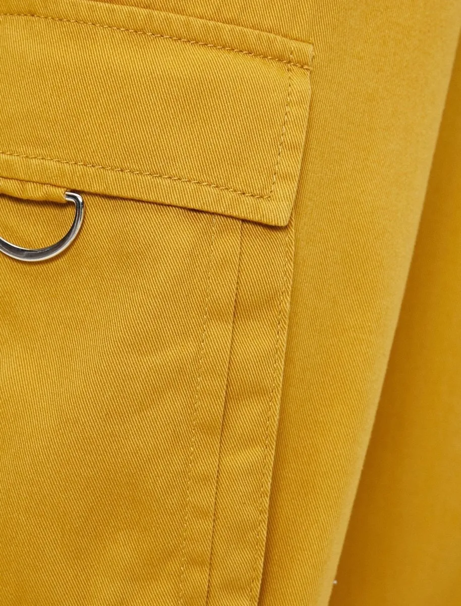 Twill Cargo Joggers in Mustard
