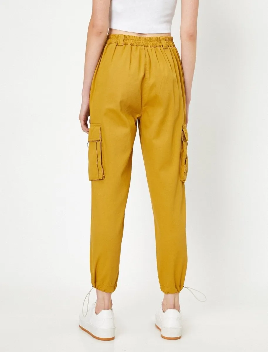 Twill Cargo Joggers in Mustard
