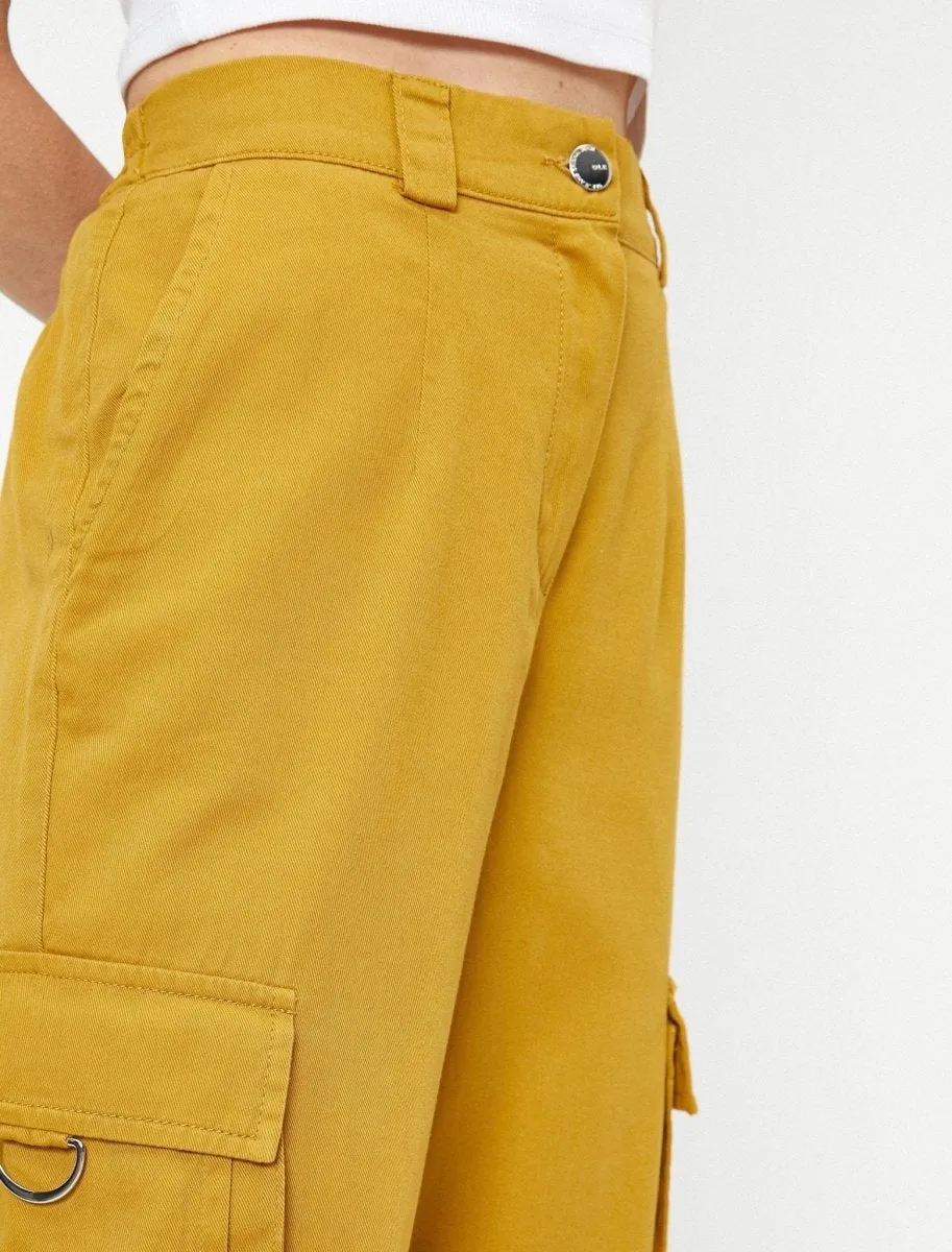 Twill Cargo Joggers in Mustard