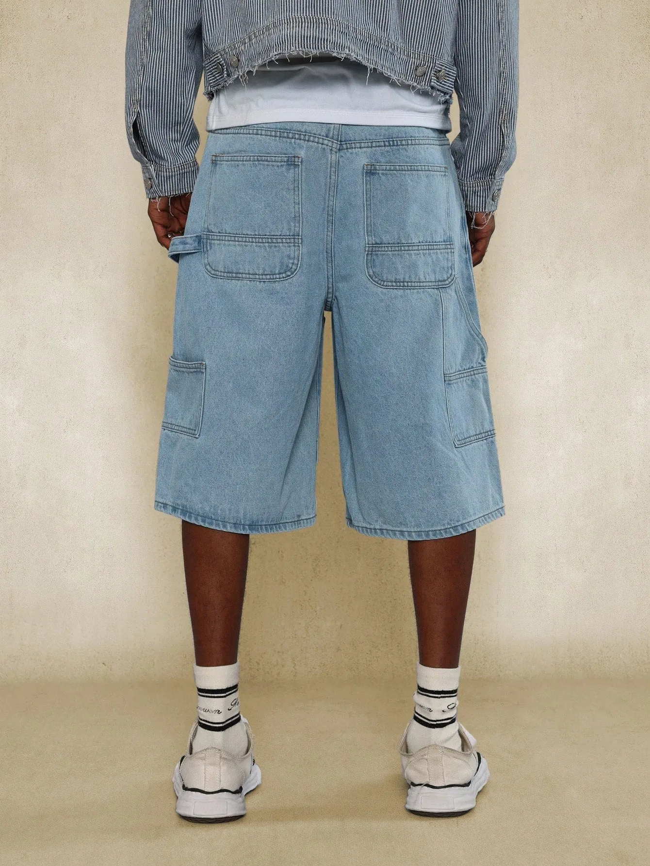 Washed Denim Carpenter Jort