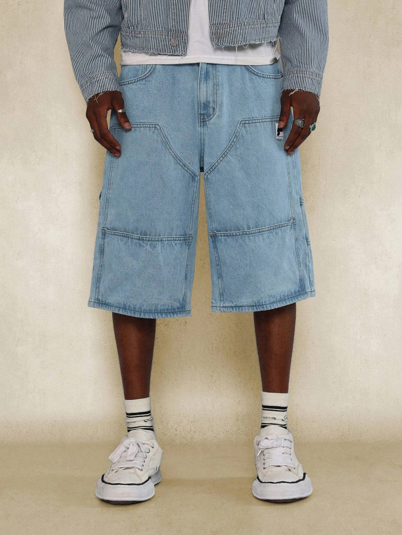 Washed Denim Carpenter Jort