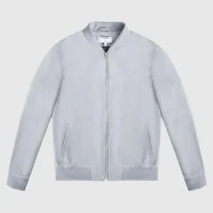 White Suede Leather Bomber Jacket