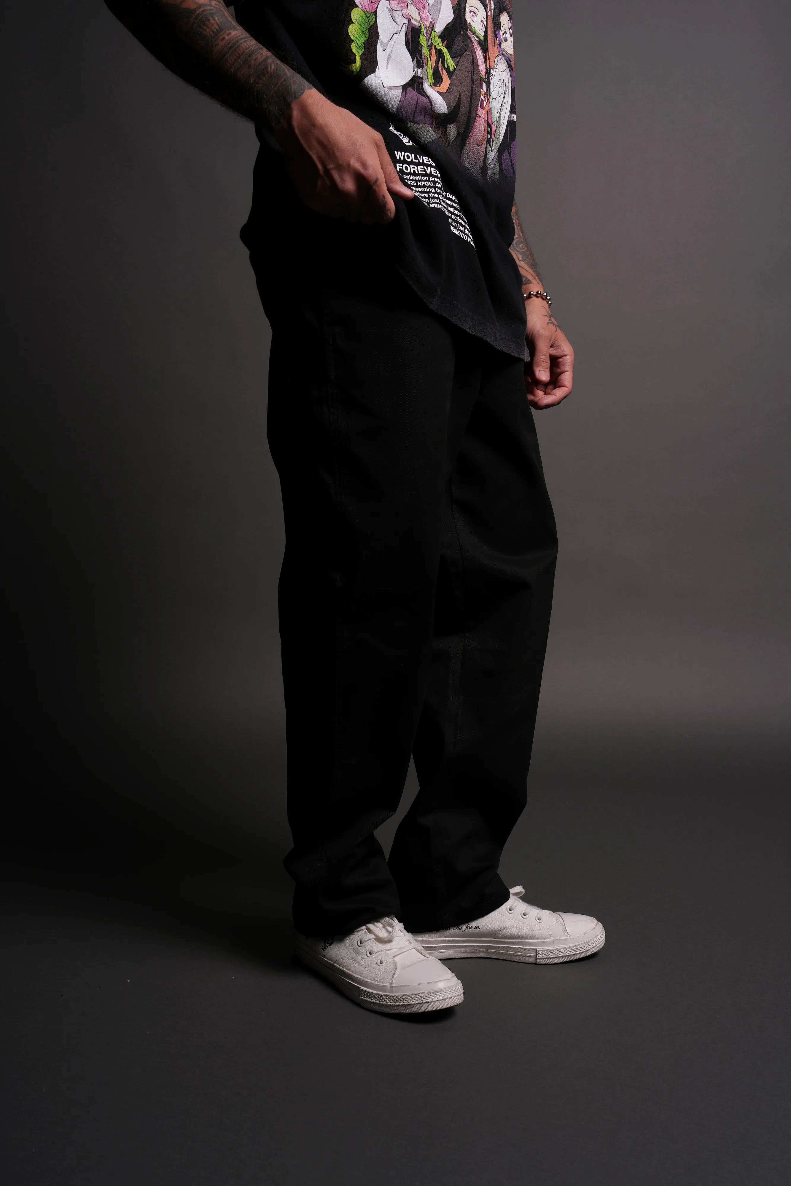 Wolf Chopper Pip Pants in Black