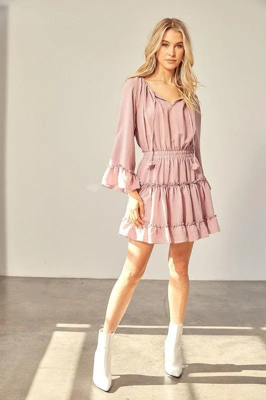 Woven Peasant Dress With An Elasticized Waist