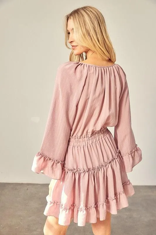 Woven Peasant Dress With An Elasticized Waist
