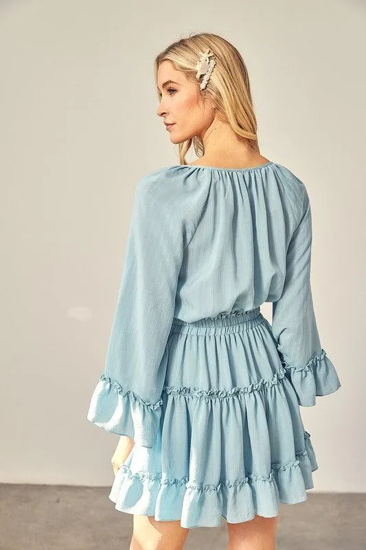 Woven Peasant Dress With An Elasticized Waist