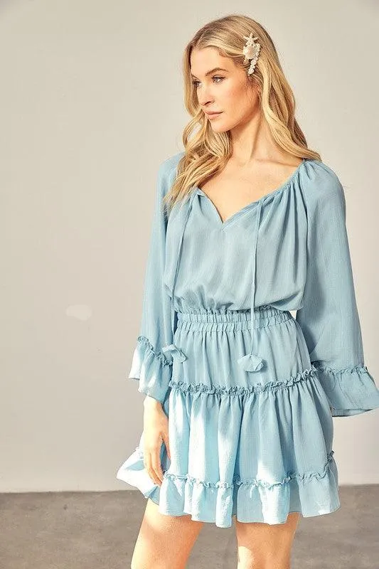 Woven Peasant Dress With An Elasticized Waist