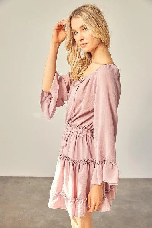 Woven Peasant Dress With An Elasticized Waist