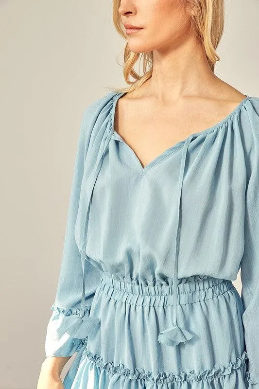 Woven Peasant Dress With An Elasticized Waist